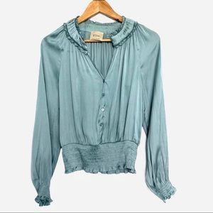ELIE TAHARI Long Sleeve Satin Top Size XS
